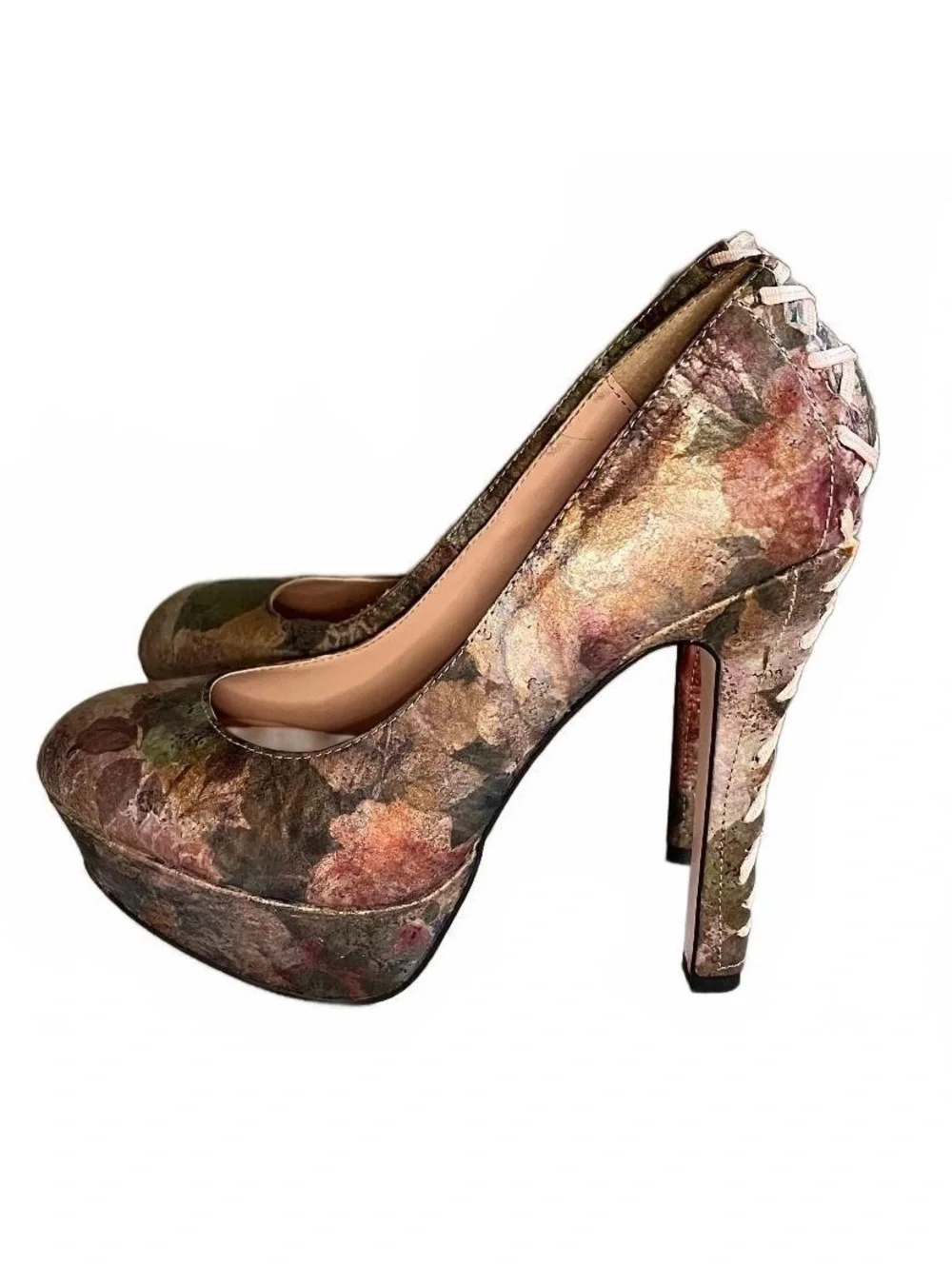 Betsey Johnson Ditan Floral Platform Corset Pumps Size 8